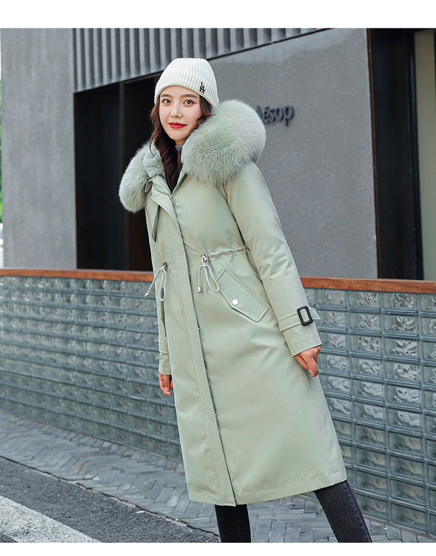 Női őszi-téli kabát hosszú modell derékkötővel