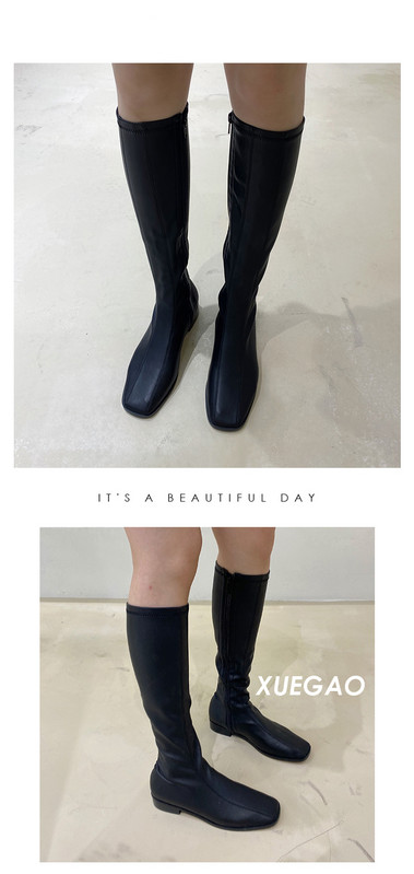 Naiste nahast lameda tallaga põlvsaapad