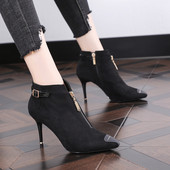 Új modell női csizma hegyes modell cipzárral és vékony sarokkal