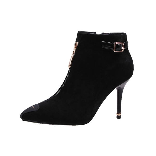 Új modell női csizma hegyes modell cipzárral és vékony sarokkal