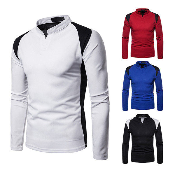 Modern férfi blúz spitz nyakkivágással és hosszú ujjal