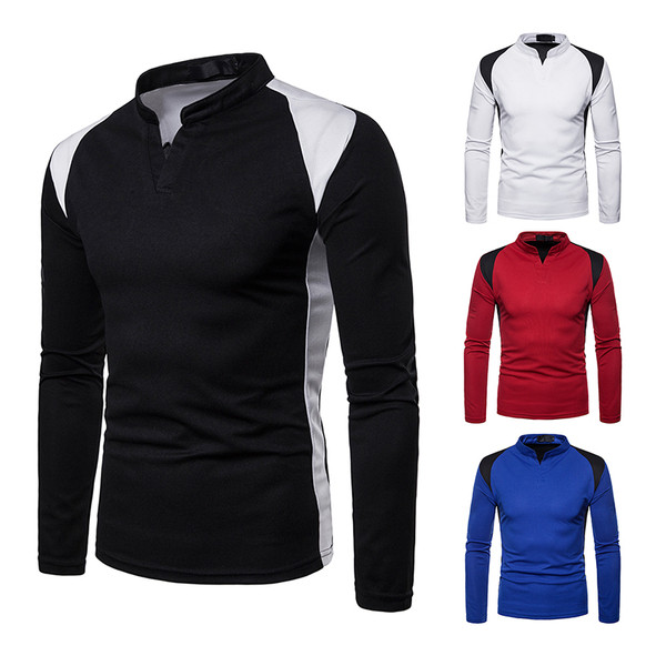 Modern férfi blúz spitz nyakkivágással és hosszú ujjal