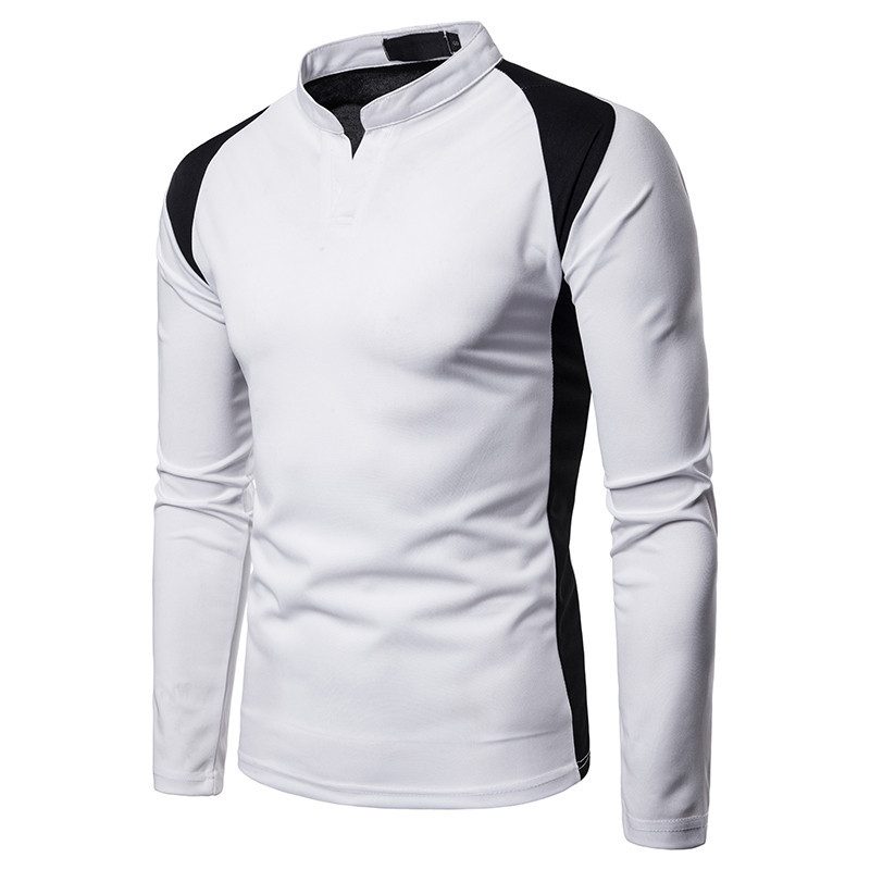 Modern férfi blúz spitz nyakkivágással és hosszú ujjal