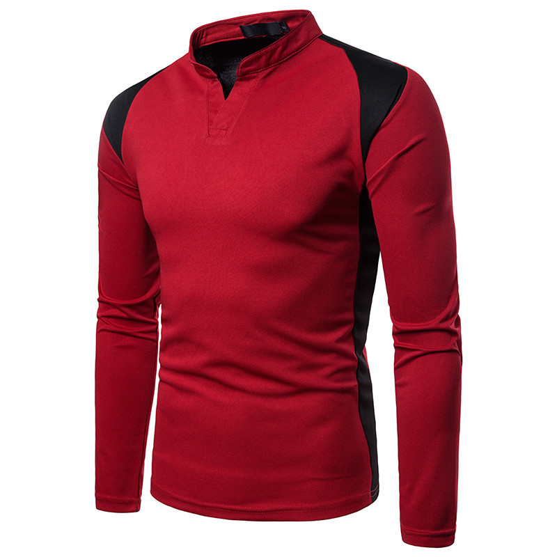 Modern férfi blúz spitz nyakkivágással és hosszú ujjal