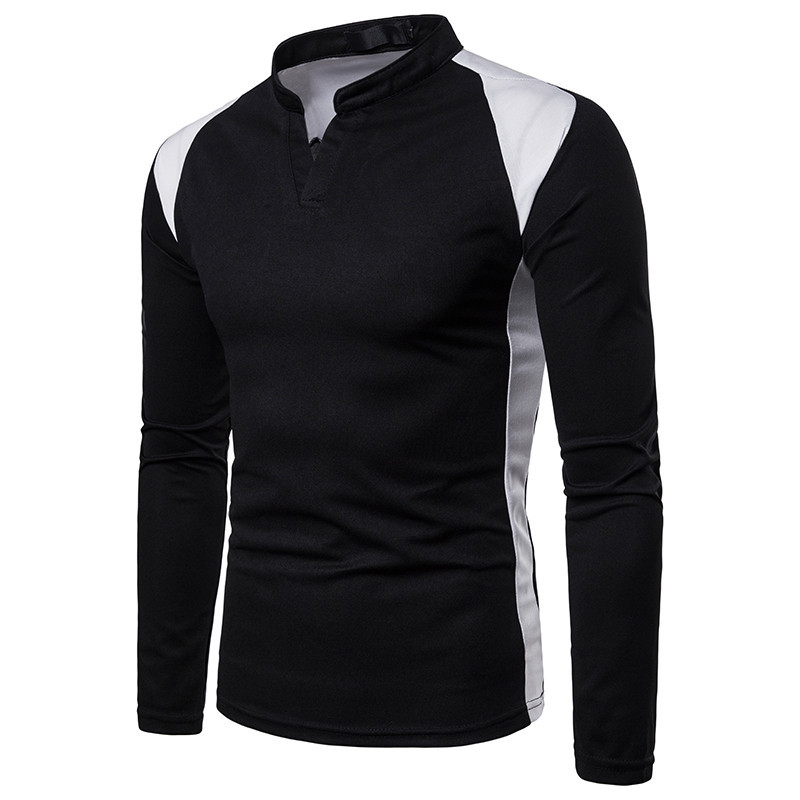 Modern férfi blúz spitz nyakkivágással és hosszú ujjal