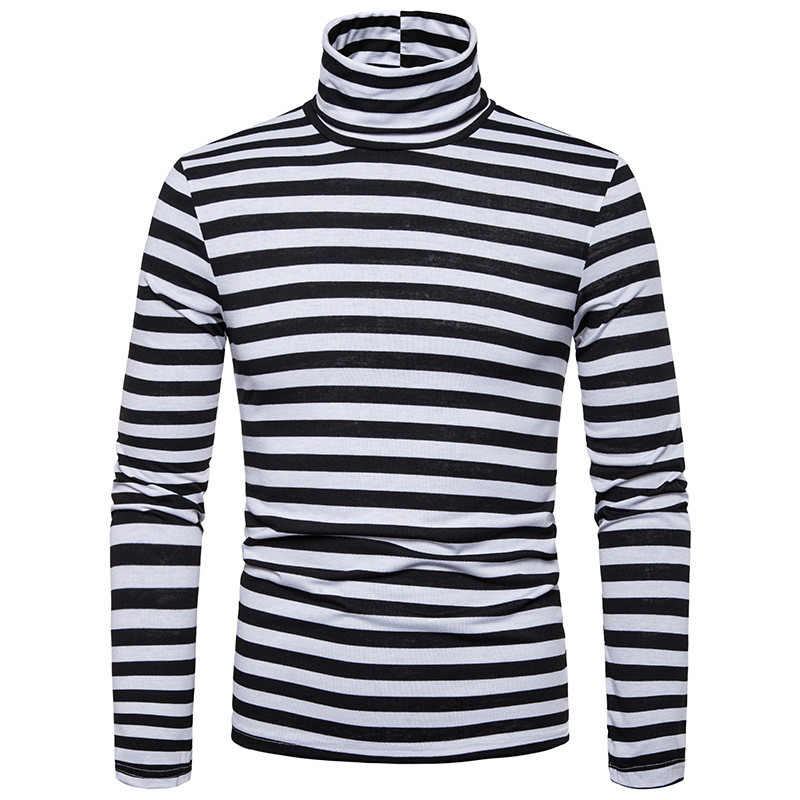 Férfi alkalmi csíkos blúz polo gallérral