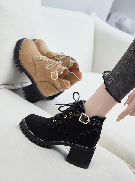 Madala paksu kontsaga sügis-talvised saapad ökoseemisnahast