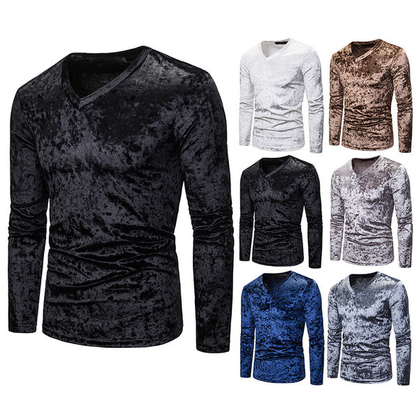 Meeste vabaaja pluusiga varustatud spitsikaelusega mudel