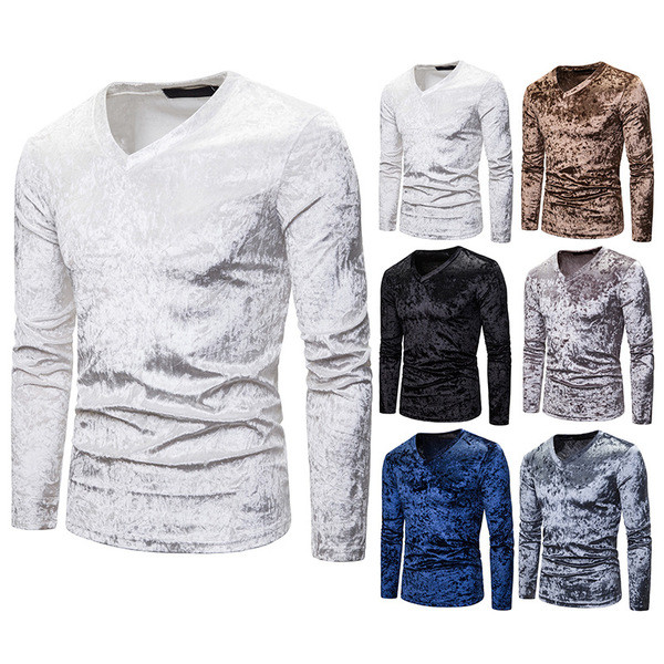 Meeste vabaaja pluusiga varustatud spitsikaelusega mudel