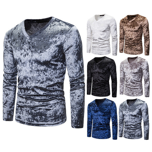 Meeste vabaaja pluusiga varustatud spitsikaelusega mudel