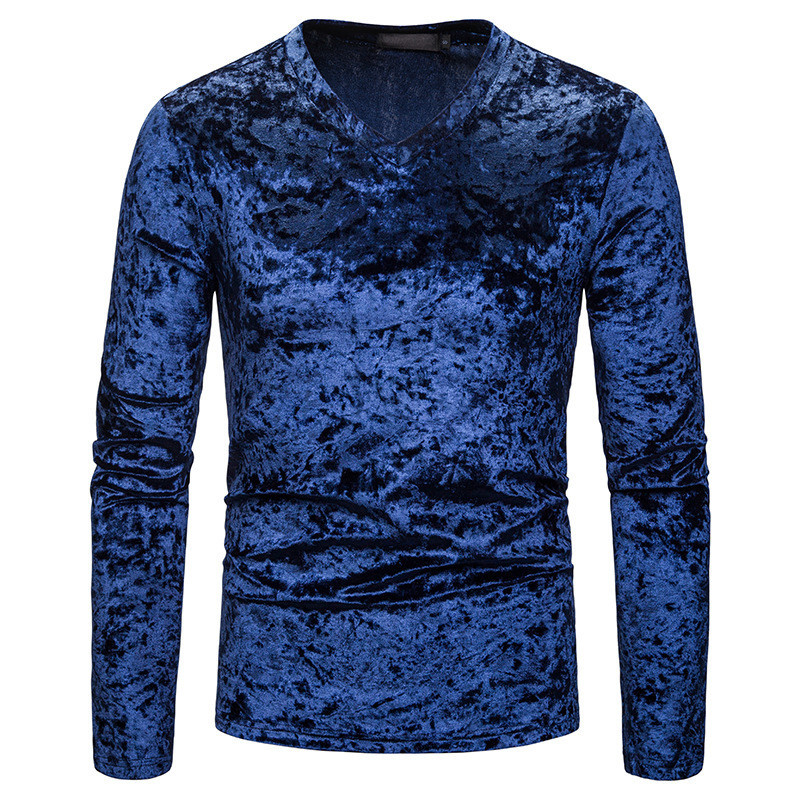 Meeste vabaaja pluusiga varustatud spitsikaelusega mudel