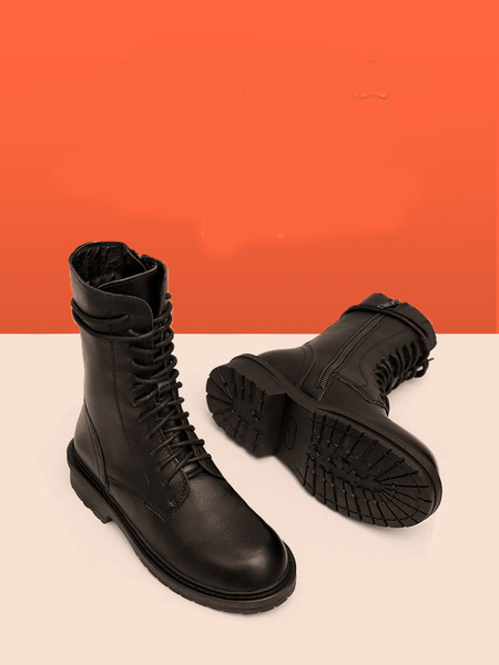 Rudens-ziemas zābaki no eko ādas ar šņorēm