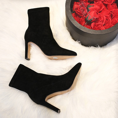 Νέο μοντέλο γυναικείες μπότες από οικολογικό σουέτ με ύψος τακούνι 8,5 cm