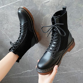 Öko bőr zokniból készült női csizma fűzővel