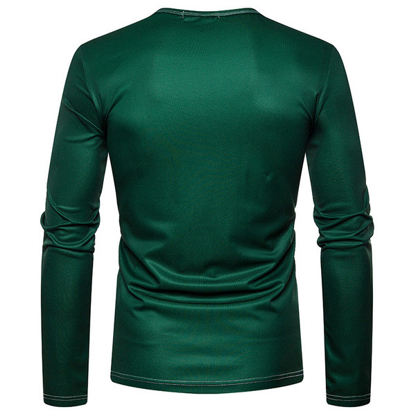 Meeste vabaaja pluus trükise ja ovaalse kaelusega