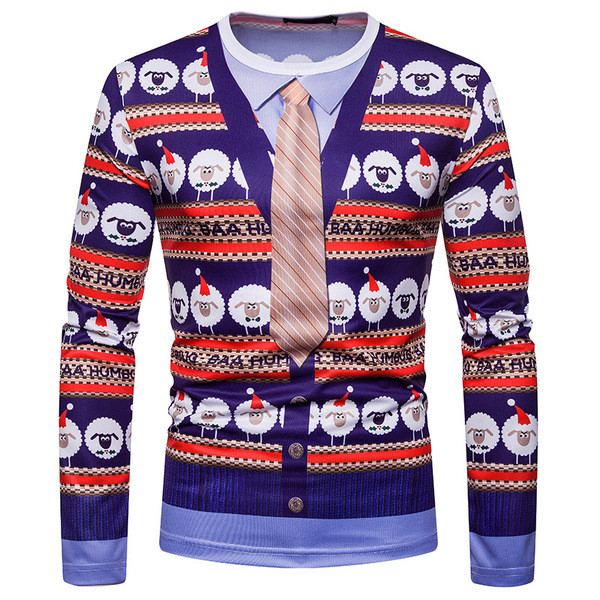 Modern férfi blúz ovális nyakkivágással és mintával