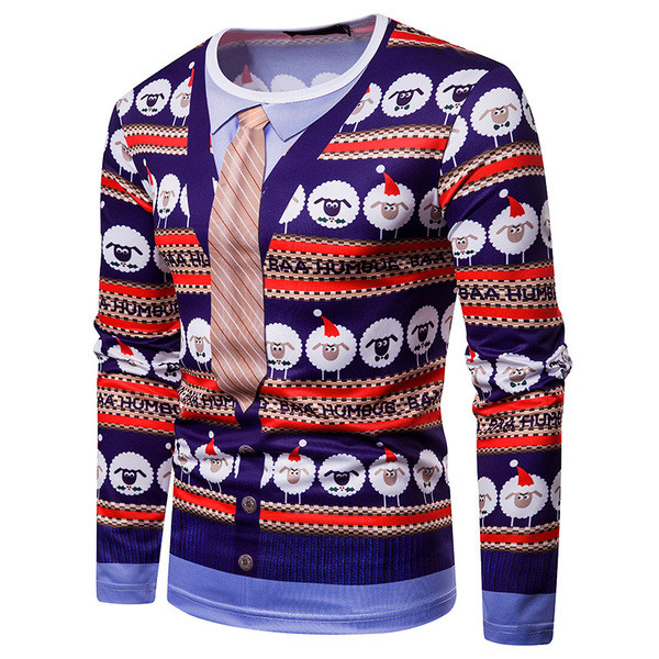 Modern férfi blúz ovális nyakkivágással és mintával