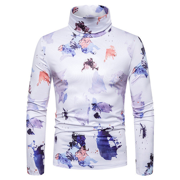 Modern férfi blúz pólógallérral és mintával