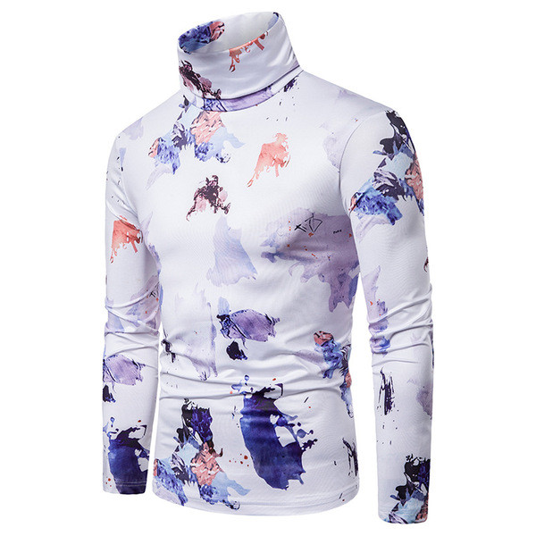 Modern férfi blúz pólógallérral és mintával