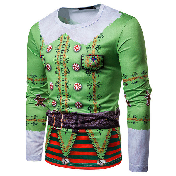 Modern férfi blúz ovális nyakkivágással és hosszú ujjal