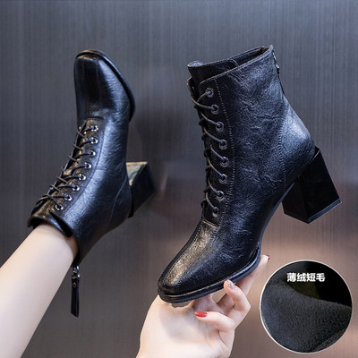 Női csizma szögletes sarokkal - műbőr többféle modell