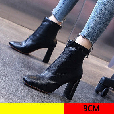 Női csizma szögletes sarokkal - műbőr többféle modell