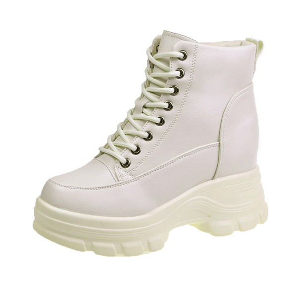 Alkalmi női csizma műbőrből, fűzős, magas talpú
