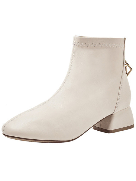 Sieviešu zābaki no eko ādas ar 4 cm biezu papēdi un rāvējslēdzēju - vairāki modeļi