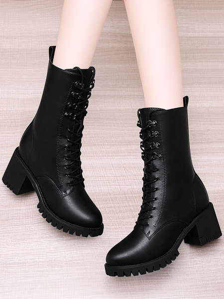 Musta värvi kunstnahast vabaaja naiste saapad