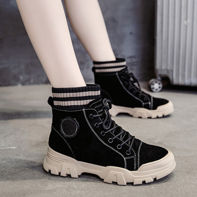 Ikdienas sieviešu zābaki ar šņorēm un emblēmu