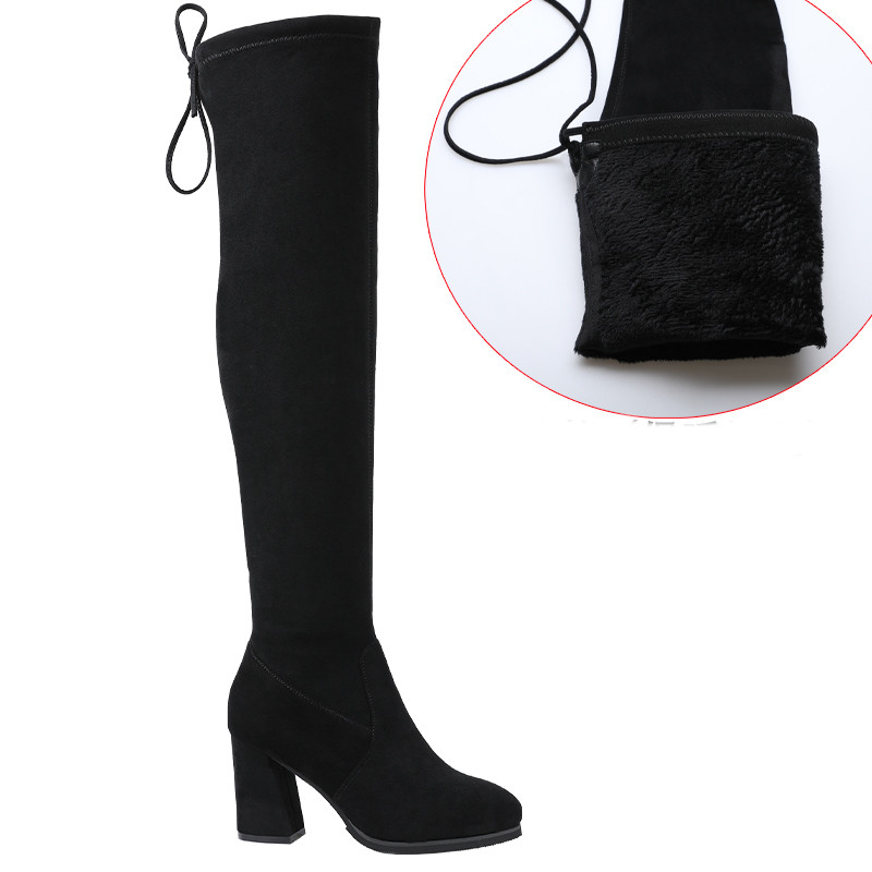 Női csizma térd felett 7,5 cm sarokkal - puha béléssel vagy anélkül