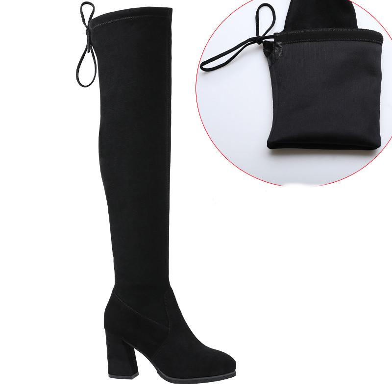 Női csizma térd felett 7,5 cm sarokkal - puha béléssel vagy anélkül