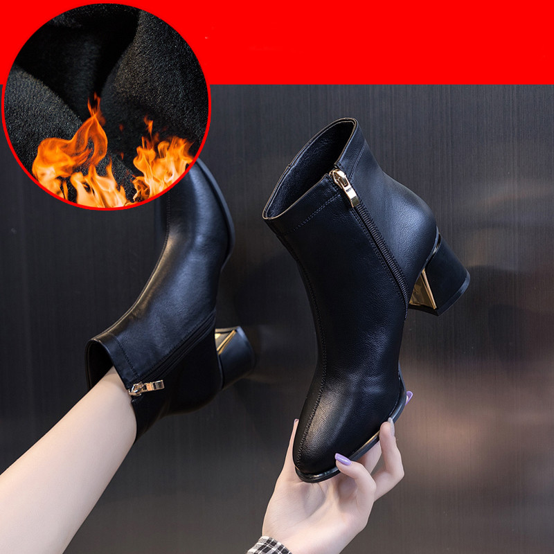 Γυναικείες μπότες από οικολογικό δέρμα με φερμουάρ - με ή χωρίς επένδυση