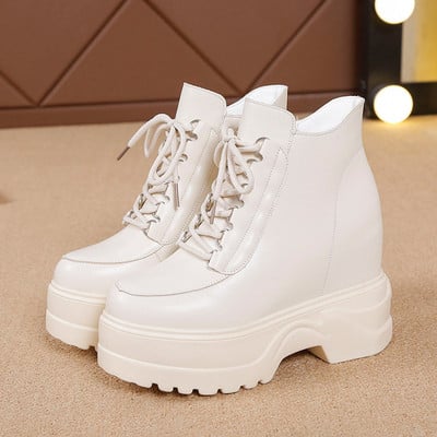 Casual γυναικείες μπότες με φερμουάρ και ψηλή σόλα