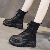 Kareda platvormiga naiste saapad ökonahast ja tekstiilist