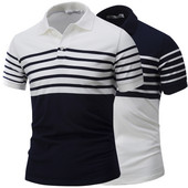 Meeste vabaaja triibuline lühikeste varrukate ja klassikalise kraega pluus