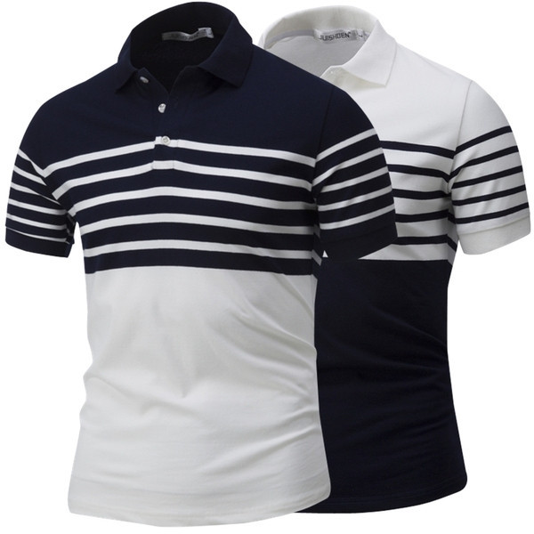 Meeste vabaaja triibuline lühikeste varrukate ja klassikalise kraega pluus