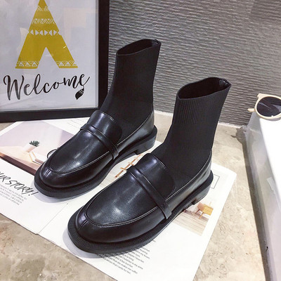 Női alkalmi csizma eko bőrből és textilből