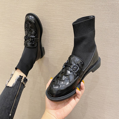 Női alkalmi csizma eko bőrből és textilből