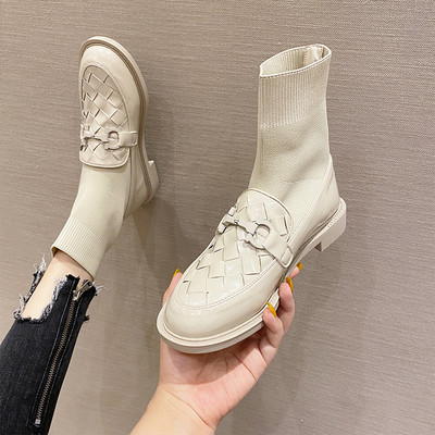 Női alkalmi csizma eko bőrből és textilből