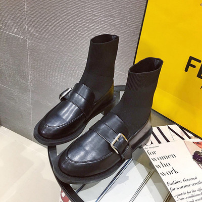 Női alkalmi csizma eko bőrből és textilből