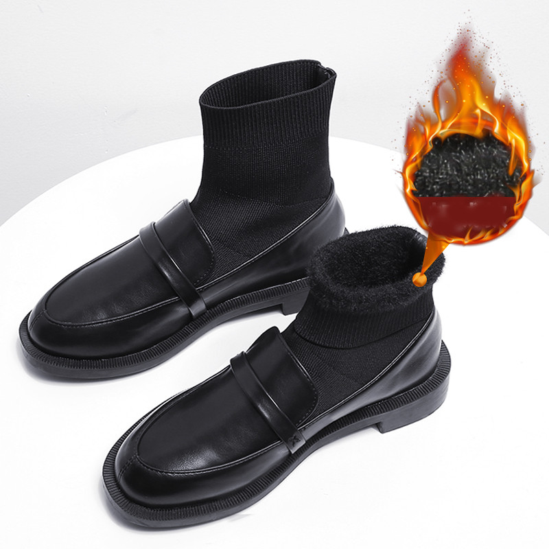 Női alkalmi csizma eko bőrből és textilből