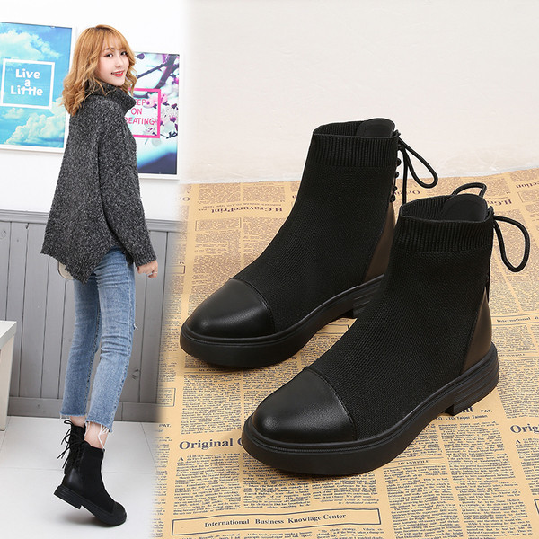 Sieviešu zābaki no eko ādas un tekstila ar šņorēm