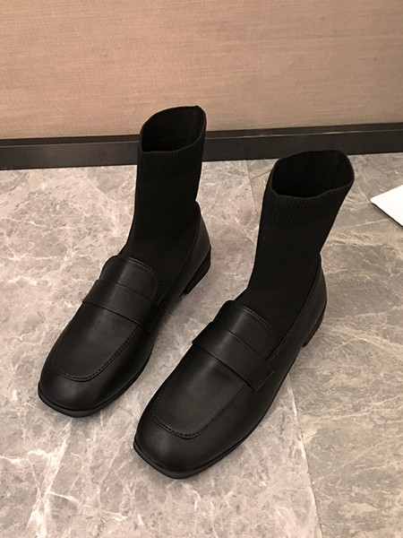 Női csizma eko bőrből és textil lekerekített modellből