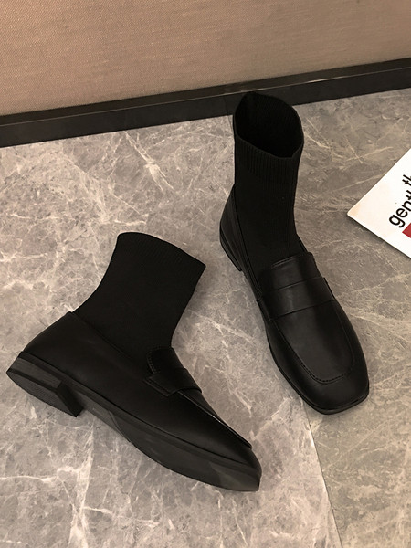 Női csizma eko bőrből és textil lekerekített modellből