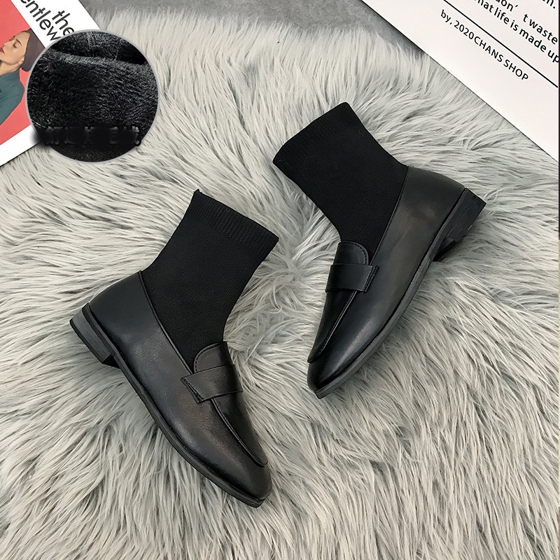 Női csizma eko bőrből és textil lekerekített modellből