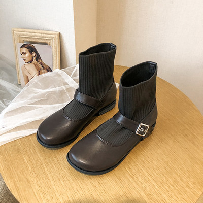 Sieviešu ziemas zābaki ar sprādzi - zeķu tipa