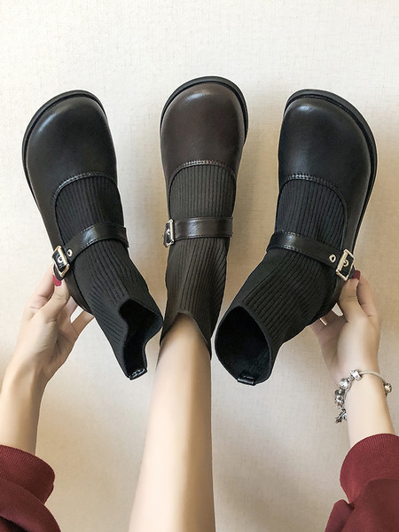 Sieviešu ziemas zābaki ar sprādzi - zeķu tipa