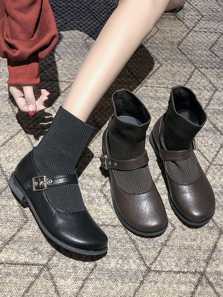 Sieviešu ziemas zābaki ar sprādzi - zeķu tipa