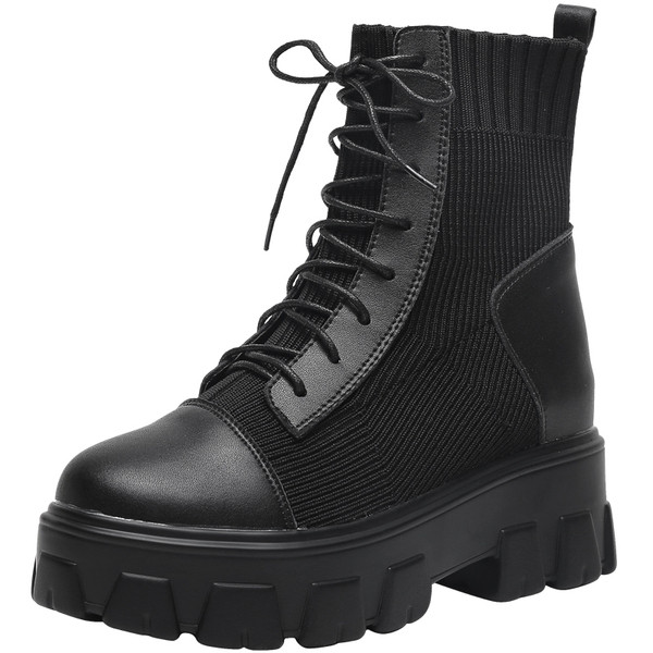 Ženske kožne čizme crne boje sa unutarnjom platformom